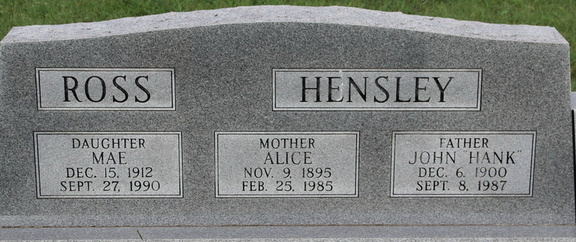Grave-HENSLEY Alice and John